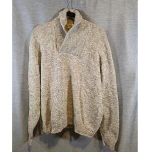 VTG Harbor Bay 90's Beige/Tan Wool Blend Cable Knit Pullover Sweater Men L Cowel